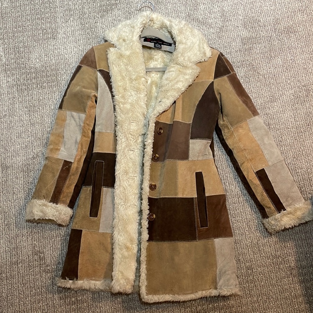 Patchwork Suede Shearling-Trim Trench Coat - Brown Multi